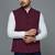 Men maroon nehru jacket with white stripes