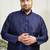 Men's navy blue silk blend kurta