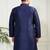Men's navy blue silk blend kurta