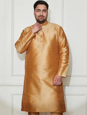 Men's rose gold silk blend kurta 1