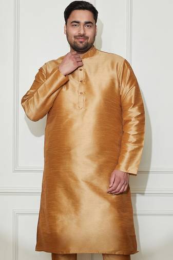 Men's rose gold silk blend kurta