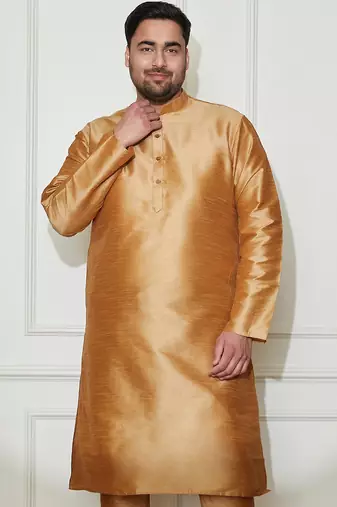 Men's rose gold silk blend kurta