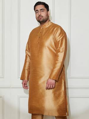 Men's rose gold silk blend kurta 2