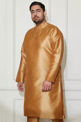 Men's rose gold silk blend kurta