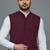 Men maroon nehru jacket with white stripes