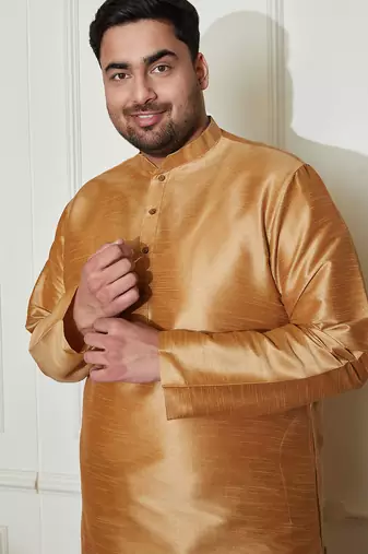 Men's rose gold silk blend kurta