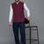Men maroon nehru jacket with white stripes