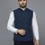 Men royal blue nehru jacket with white stripes