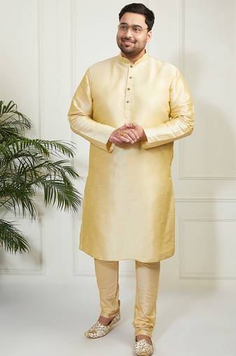 Men's gold silk blend kurta, pyjama