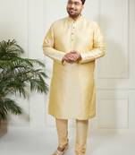 Men's gold silk blend kurta, pyjama