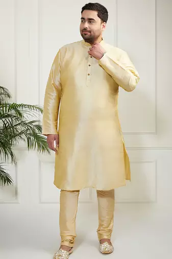 Men's gold silk blend kurta, pyjama