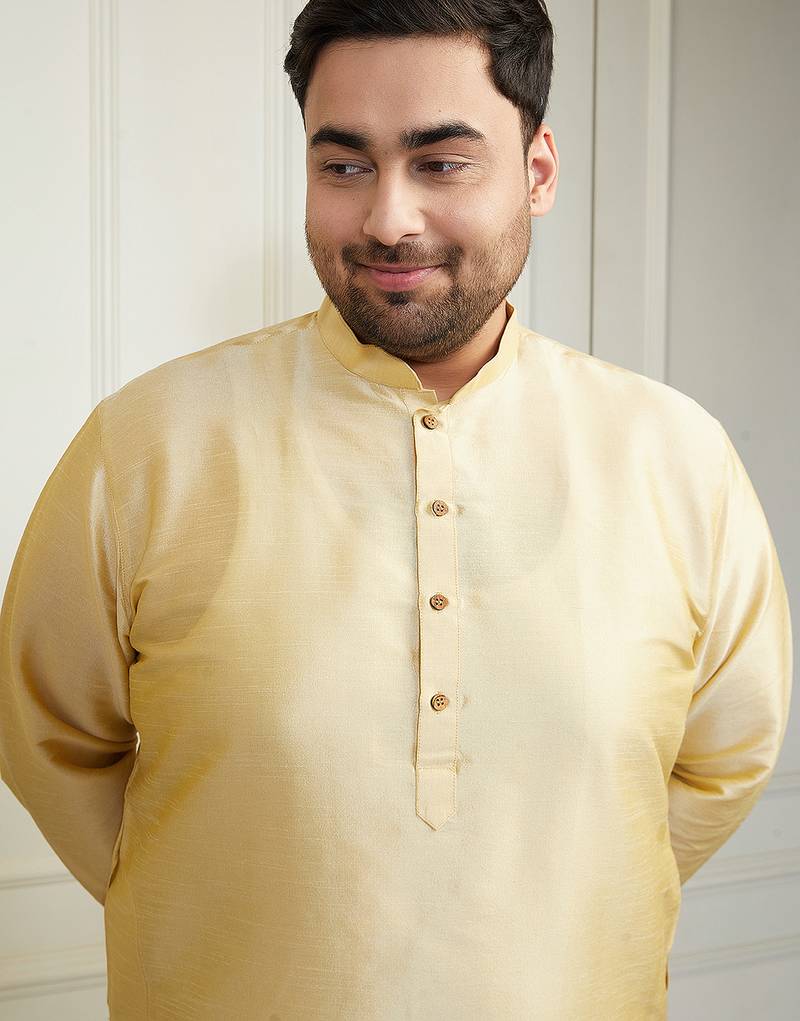 Men's gold silk blend kurta, pyjama