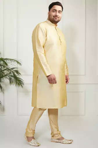 Men's gold silk blend kurta, pyjama