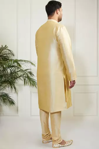 Men's gold silk blend kurta, pyjama