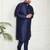 Men's navy blue silk blend kurta pyjama set