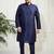 Men's navy blue silk blend kurta pyjama set