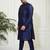Men's navy blue silk blend kurta pyjama set