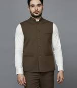 light brown self design nehru jacket