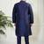 Men's navy blue silk blend kurta pyjama set