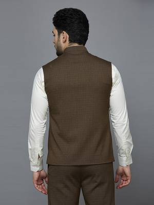 light brown self design nehru jacket 3