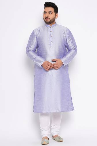 Men's Purple silk blend kurta pyjama set