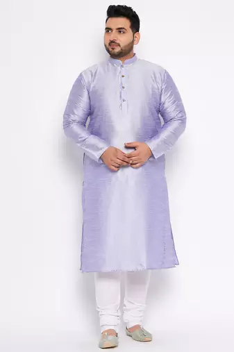Men's Purple silk blend kurta pyjama set