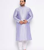 Men's Purple silk blend kurta pyjama set
