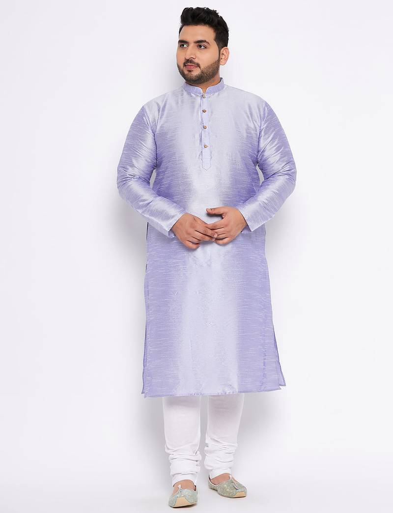 Men's Purple silk blend kurta pyjama set