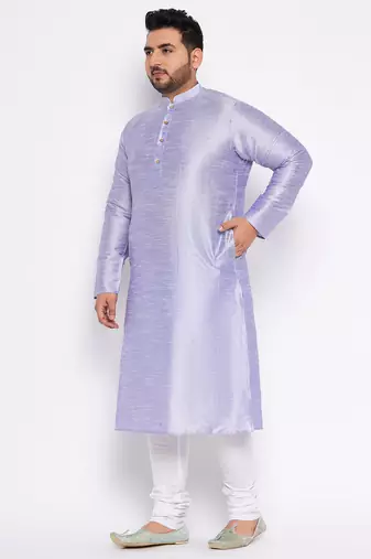 Men's Purple silk blend kurta pyjama set