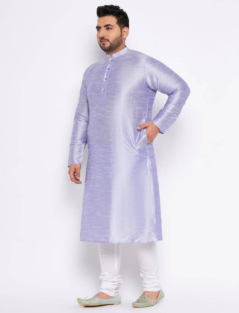 Men's Purple silk blend kurta pyjama set