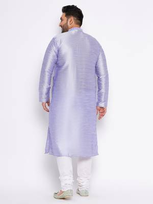 Men's Purple silk blend kurta pyjama set 3