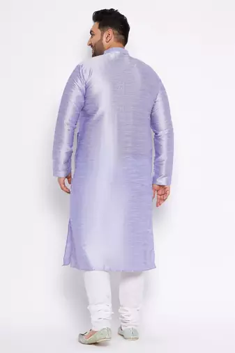 Men's Purple silk blend kurta pyjama set