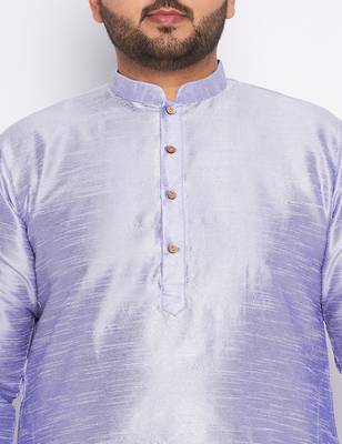Men's Purple silk blend kurta pyjama set 4