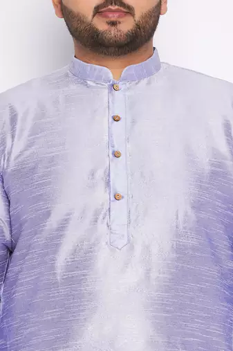 Men's Purple silk blend kurta pyjama set