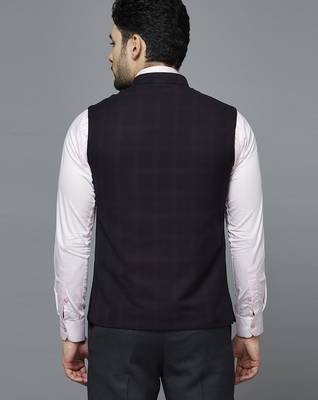 maroon chex nehru jacket 3