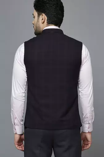 maroon chex nehru jacket