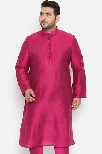 Men's fushia pink viscose blend kurta