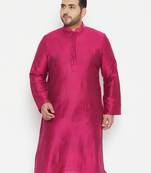 Men's fushia pink viscose blend kurta