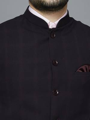 maroon chex nehru jacket 4