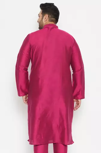 Men's fushia pink viscose blend kurta