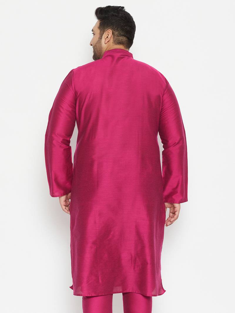 Men's fushia pink viscose blend kurta