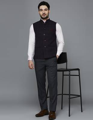 maroon chex nehru jacket 5