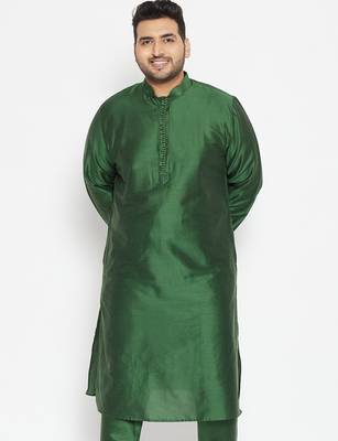 Men's green viscose blend kurta 1