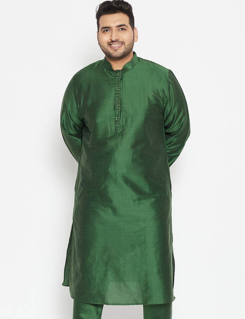 Men's green viscose blend kurta