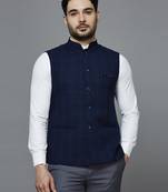 blue chex nehru jacket