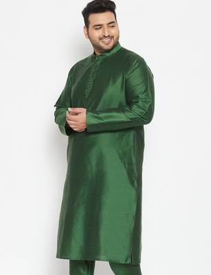 Men's green viscose blend kurta 2