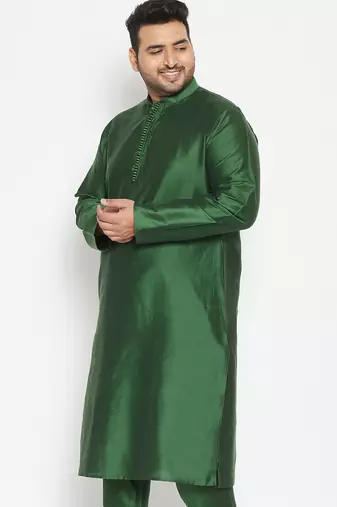 Men's green viscose blend kurta