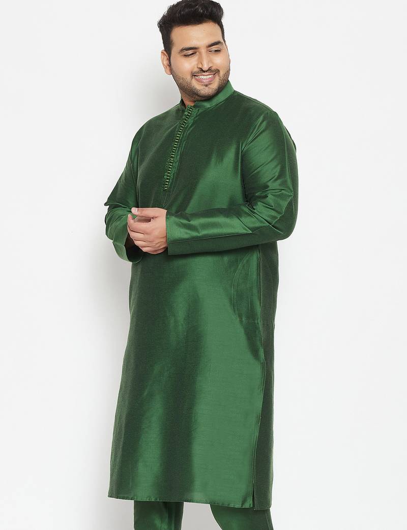 Men's green viscose blend kurta