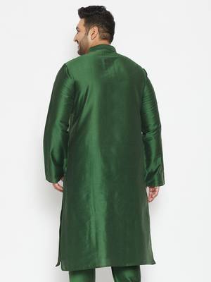 Men's green viscose blend kurta 3