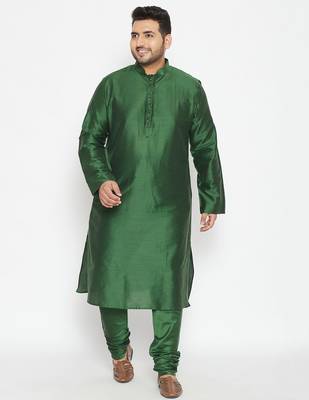 Men's green viscose blend kurta 5